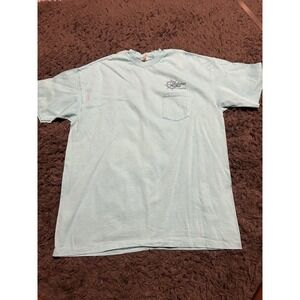 Vintage United States Shirts Hatteras Harbor Marina Pocket T-Shirt Light Blue